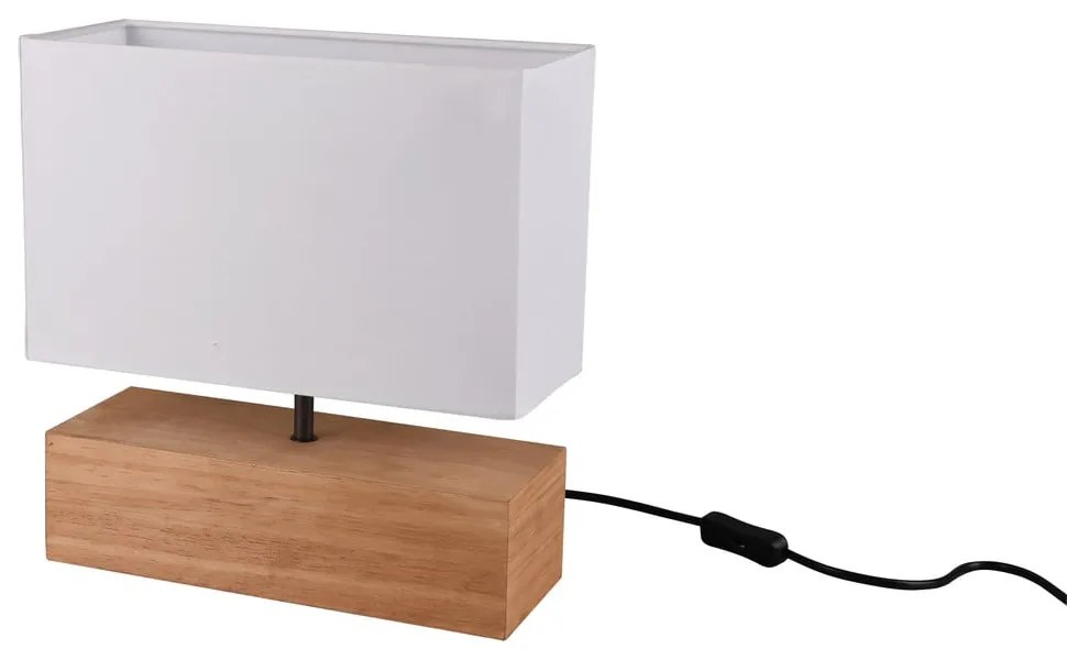 Stolová lampa s textilným tienidlom v bielo-prírodnej farbe (výška 30 cm) Woody – Trio