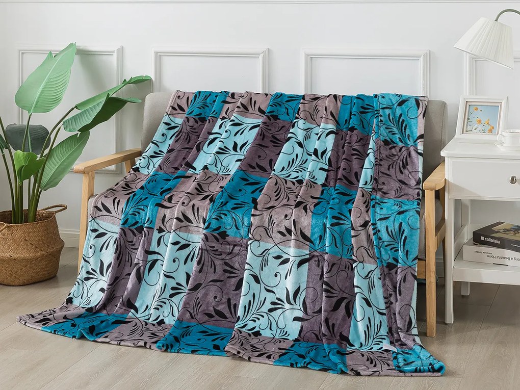 XPOSE® Mikroplyšová deka GALANA - tyrkysová 200x220 cm