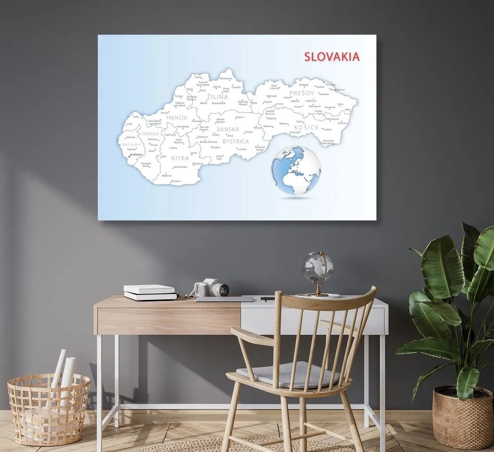 Obraz na korku podrobná mapa Slovenska - 90x60  peg