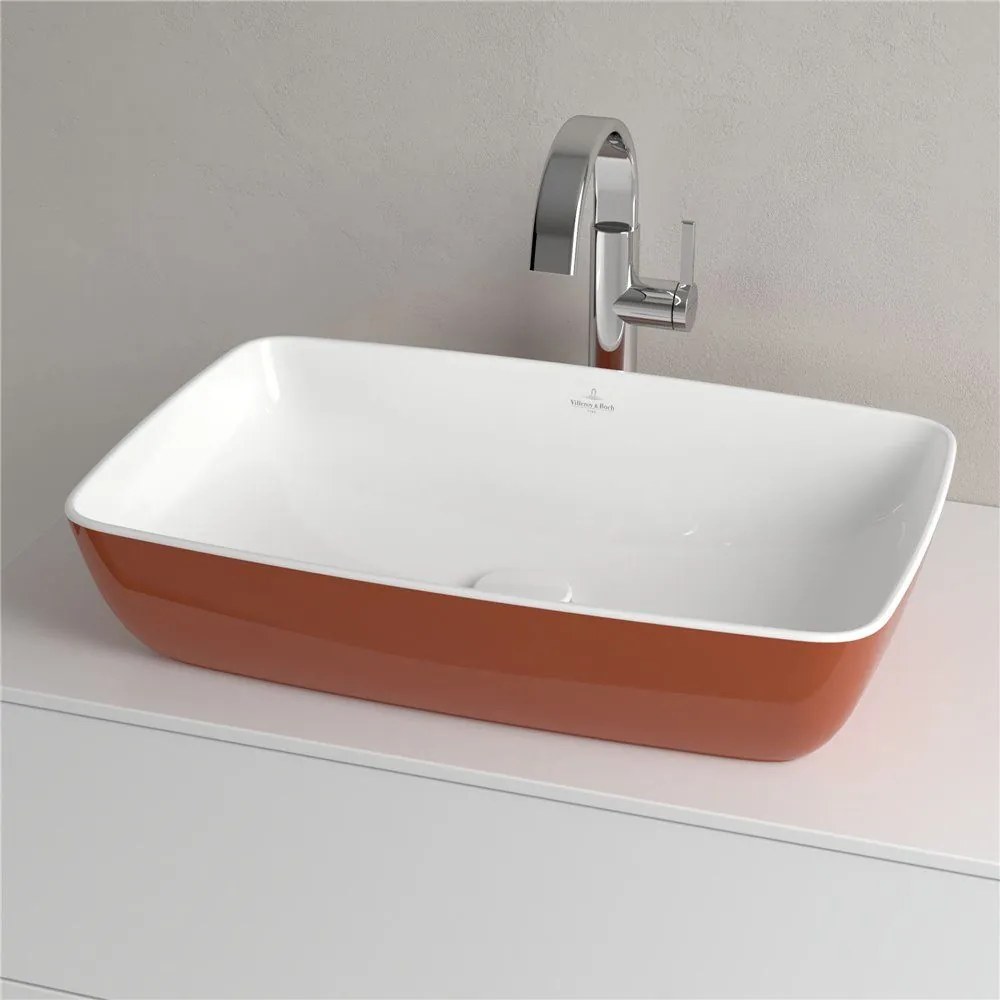 VILLEROY &amp; BOCH Artis obdĺžnikové umývadlo na dosku bez otvoru, bez prepadu, 580 x 380 mm, Rust, 417258BCW8