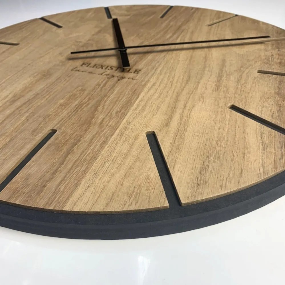 Veľké drevené hodiny v hnedej farbe 60cm