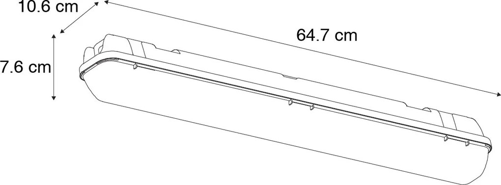 TL svietidlo sivé vrátane LED 15W 2250 lm 4000K IP65 - Base
