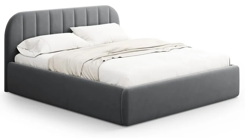 Sivá čalúnená dvojlôžková posteľ s úložným priestorom s roštom 140x200 cm Juno – Windsor &amp; Co Sofas