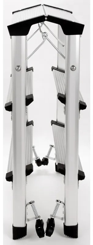 Hliníkové obojstranné skladacie mobilné schodíky, 2x3 stupne, výška 680 mm