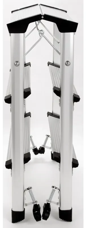 Hliníkové obojstranné skladacie mobilné schodíky, 2x3 stupne, výška 680 mm
