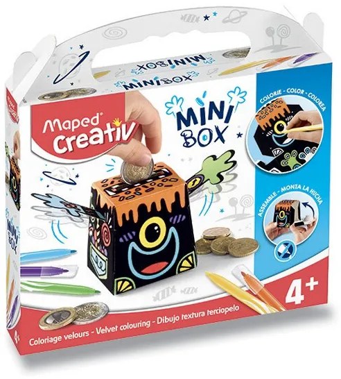 Kreatívna sada MiniBox Výroba pokladničky Zamatové maľovanie Maped Creativ od 4 rokov