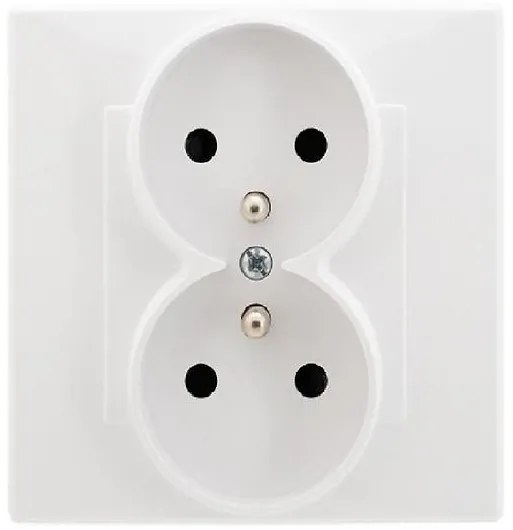 GP-2LZP Dvojitá uzemnená zásuvka s uzávermi pre prúdové cesty biely