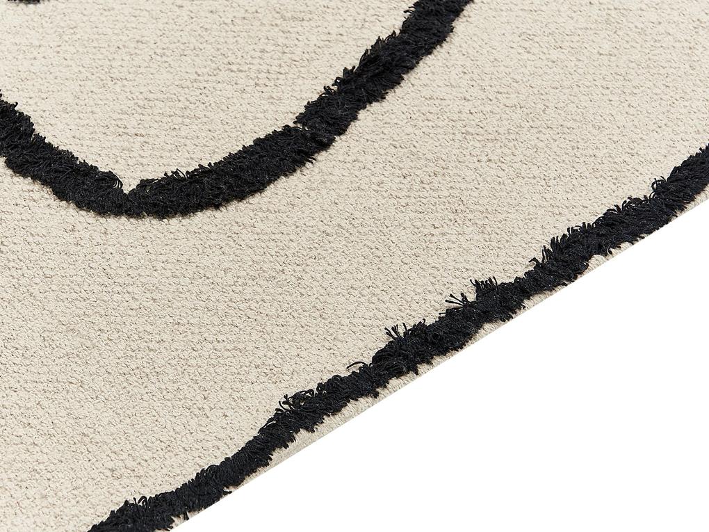 Bavlnený koberec 160 x 230 cm béžová/čierna KONUR Beliani