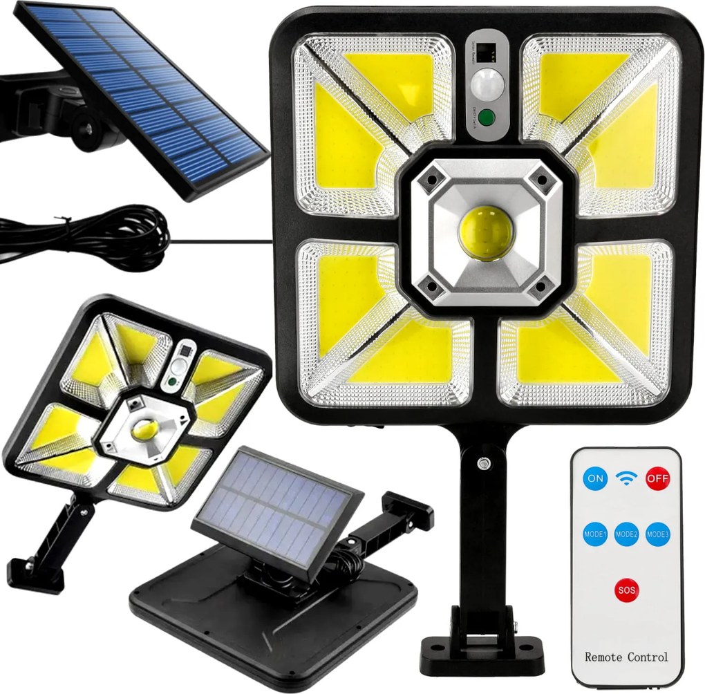 BERGE LED solárna lampa s pohybovým senzorom + diaľkový ovládač TANGA 30W