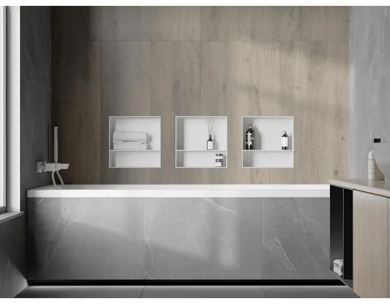 Mexen X-Wall-NR, polička na zapustenie pod obklad bez goliera 30 x 30 cm, biela, 1921303010S