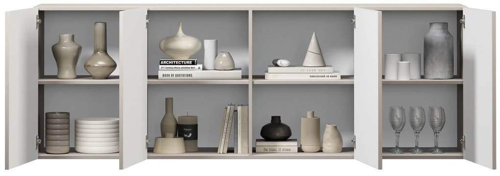 Závesná komoda Lorini 200 cm - kašmírová / čierne úchytky G