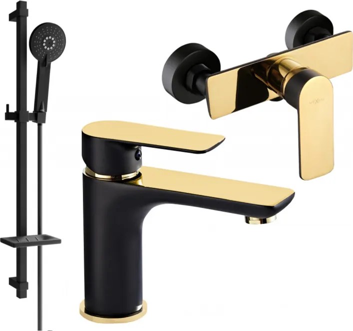 Mexen Alfa DQ40 sprchová súprava, čierna/zlatá - 745704DQ40-75
