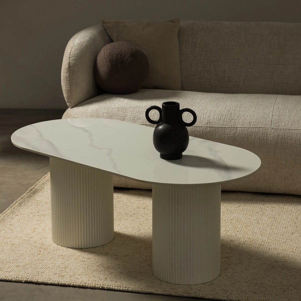 Konferenčný stolík Apulias 120 cm biely/mramor