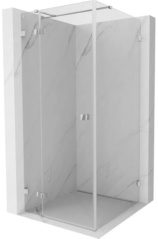 Mexen Lunar T, sklápací sprchový kút ľavý 110 x 110 cm, 8mm číre sklo, chrómový profil, 834T-110-110-01-00-L