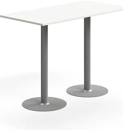 Barový stôl ALVA, 1400x700x1000 mm, HPL, strieborná/biela