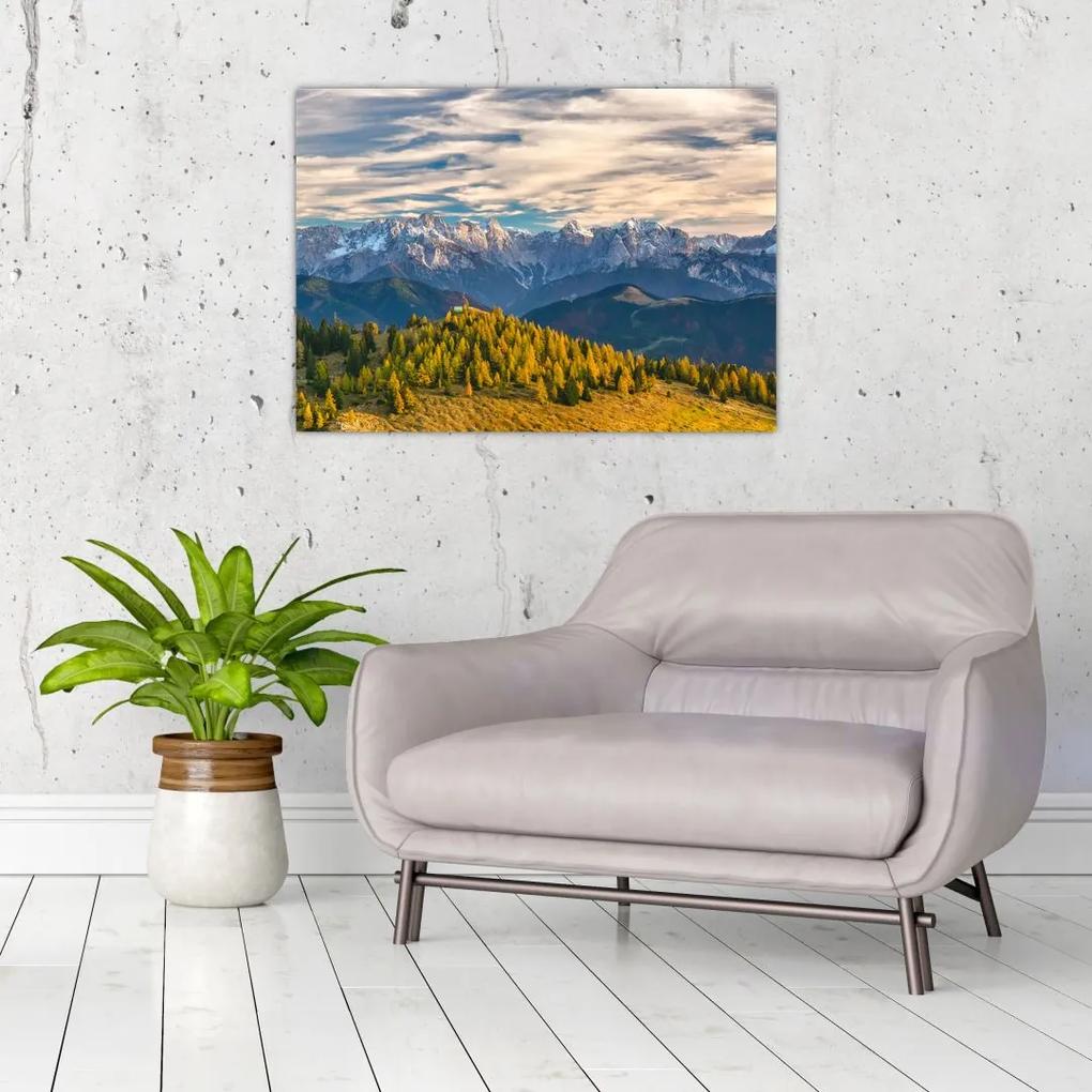 Sklenený obraz - horská panorama (70x50 cm)
