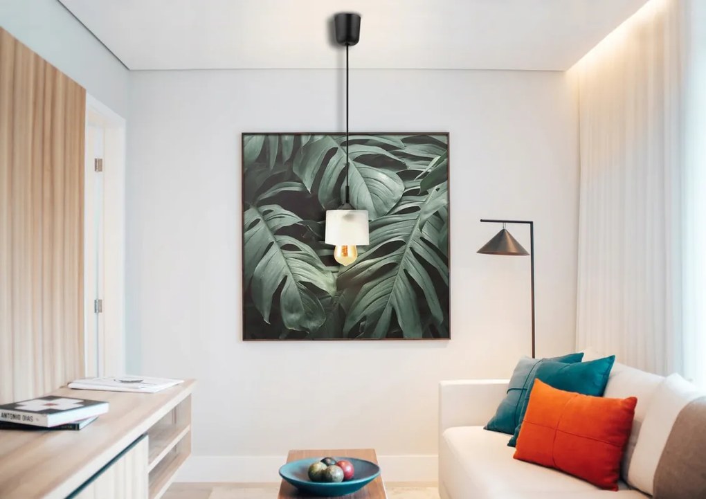 Stropná závesná lampa lustera 100cm 1xe27 sklenený tyčinidlo v obraze biely