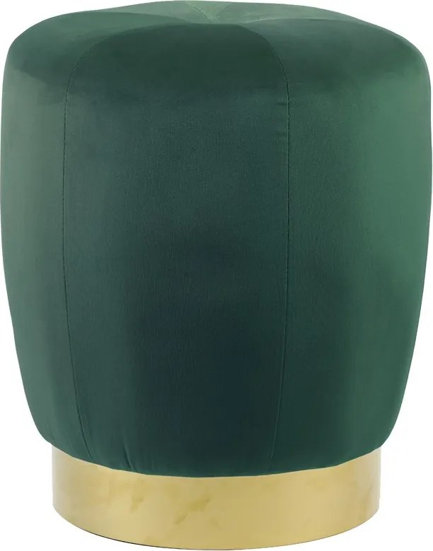 Zelený zamatový puf/ sedák Scarlett so zlatým pruhom – Ø 41*47cm