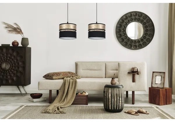 Luster na lanku LIMA 2xE27/60W/230V zlatá/čierna