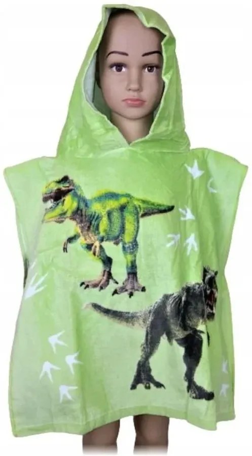 Detské plážové pončo - osuška s kapucňou a dinosaurami