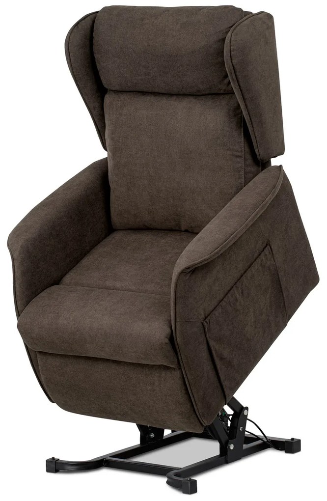 Autronic - TV a relaxačné kreslo "ušiak", elektrické polohovanie, 1 motor 230V/29V, poťah hnedá látka - TV-1190 BR2