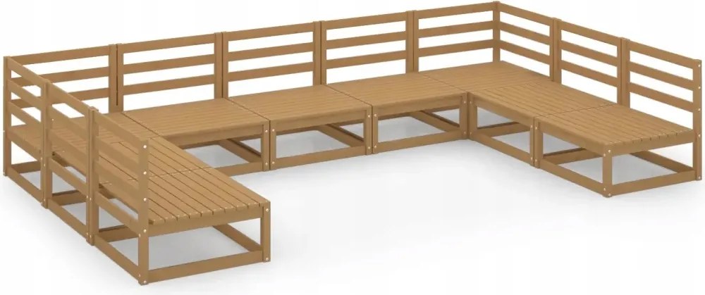 vidaXL 9-dielna sada sedacieho nábytku do záhrady, borovicové drevo