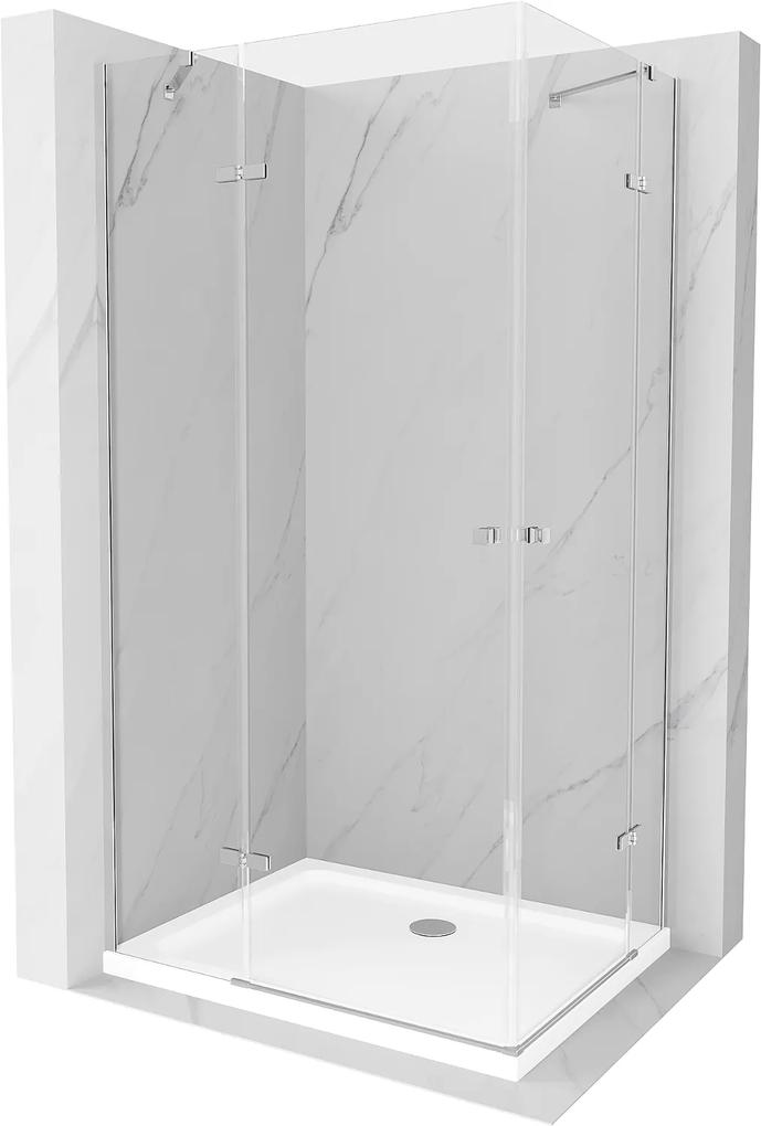 Mexen Roma Duo, sprchovací kút 100 (dvere) x 90 (dvere) cm, 6mm číre sklo, chrómový profil + slim sprchová vanička 5cm biela, 854-100-090-01-02-4010