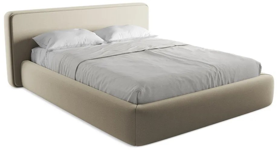 Béžová čalúnená dvojlôžková posteľ s úložným priestorom s roštom 160x200 cm Kiana – Makamii
