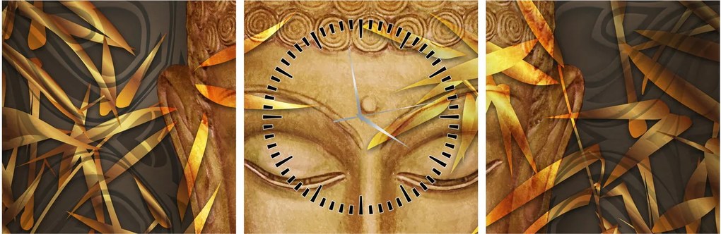 Obraz - Zlatý Budha (s hodinami) (90x30 cm)