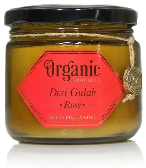 Organická sviečka Desi Gulab - Rose 200 g v jantárovom skle