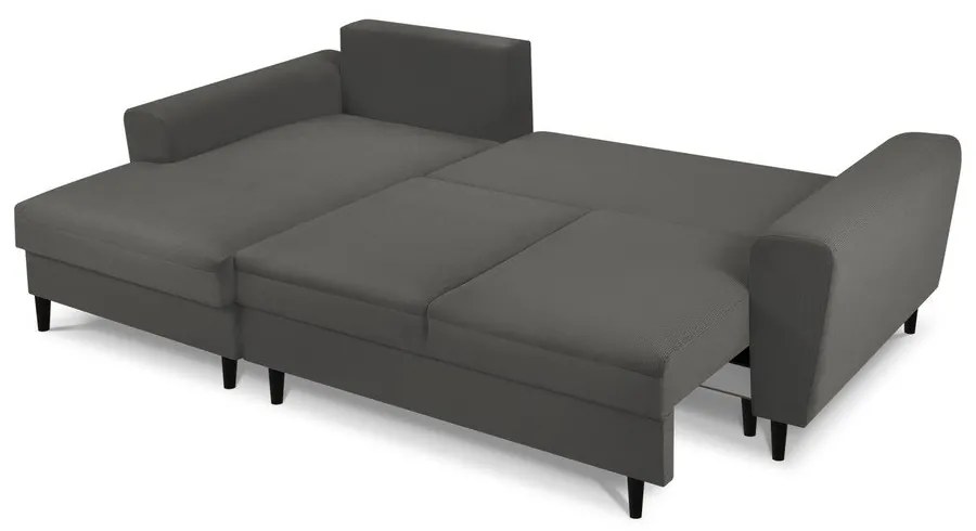 Tmavosivá menčestrová rozkladacia/s úložným priestorom rohová pohovka (ľavý roh/s leňoškou) Kyoto – Cosmopolitan Design