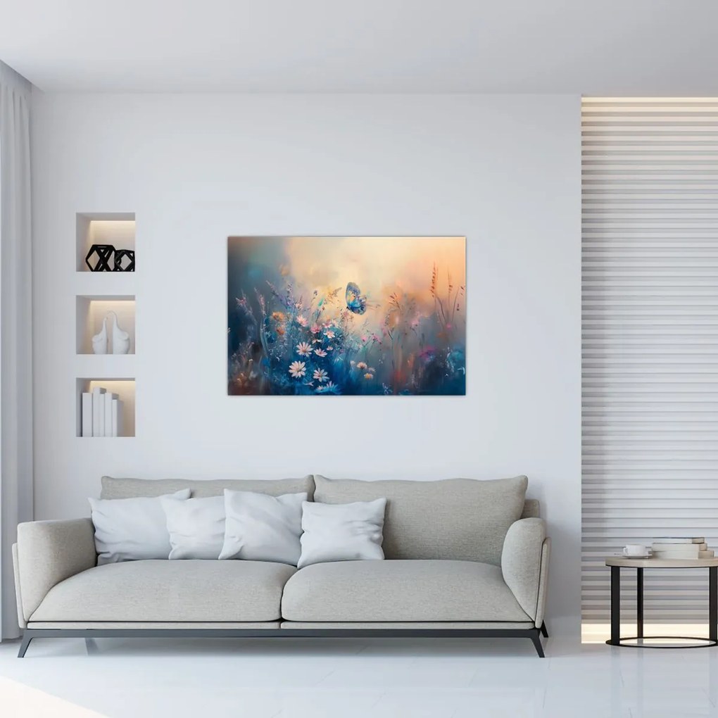 Obraz - Lúka s motýľom (90x60 cm)