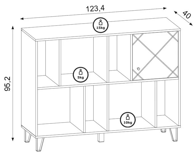 Regál Bilbao 123,4 cm dub artisan/biely