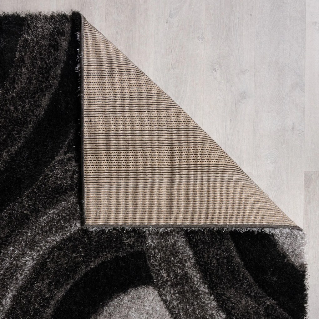 Flair Rugs, Kusový koberec Indulgence Velvet Carved Grey/Black, 160x230, čierna, obývacia izba