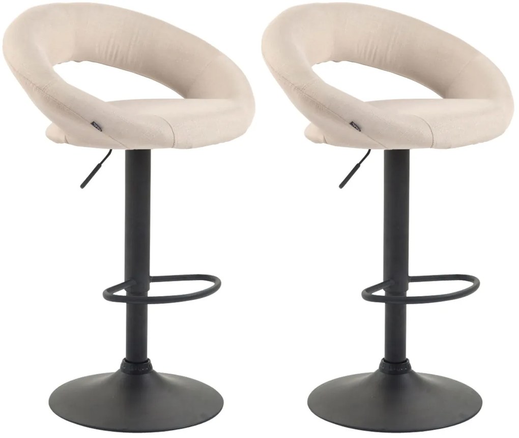 Design-Shop 2x Barová stoličkaOlinda - látka, čierny rám - krémová