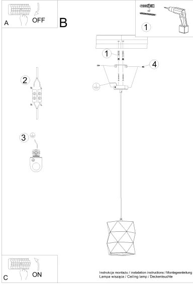 Sollux SL.1250 - Luster na lanku GOBI 1xE27/15W/230V keramika