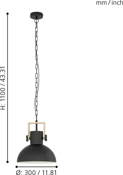 Eglo 44056 - Závesný luster na reťazi LUBENHAM 1xE27/28W/230V