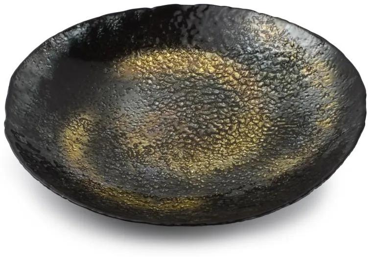 SP: Decorative dish 40xH7cm glass black/gold