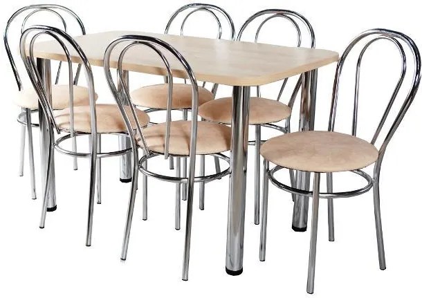 Jedálenský set 6 stoliček + obdĺžnikový stôl 70 x 120 cm olše oranžová - AL8