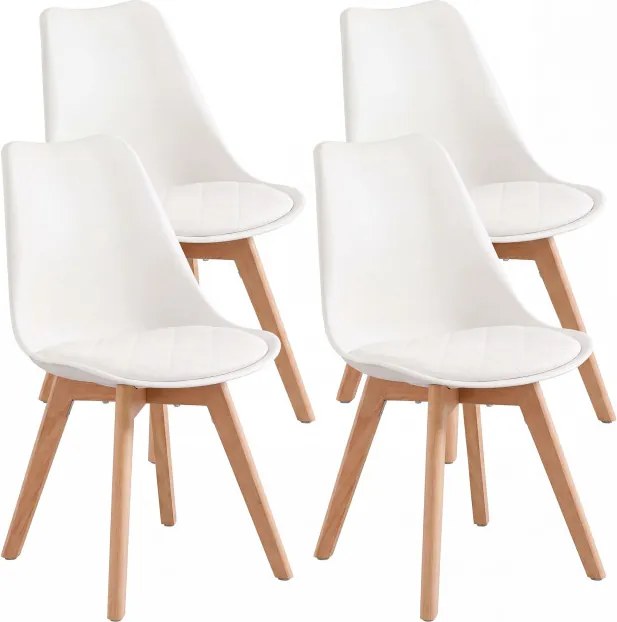 Set štyroch jedálenských stoličiek KDCB35888WD01 (4 ks) biele / hnedé nohy