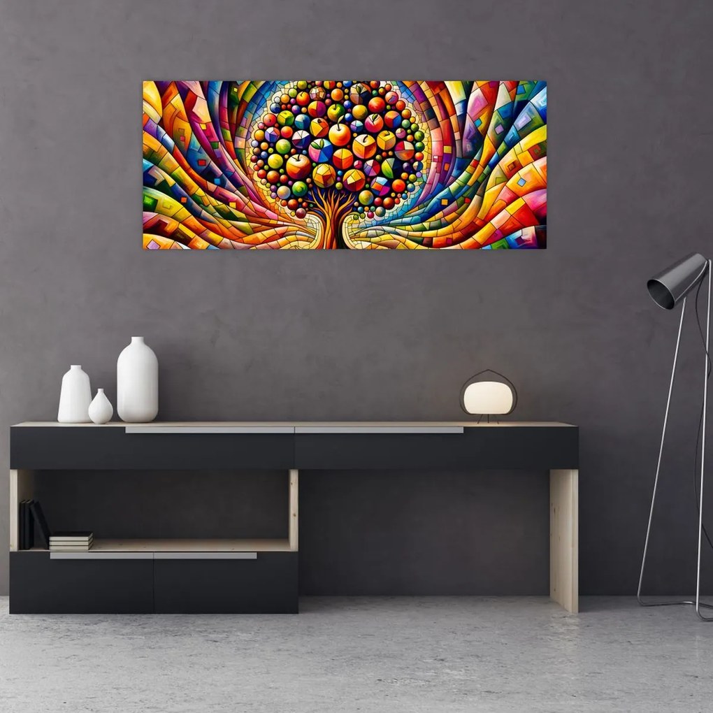 Obraz – Farebný strom s jablkami (120x50 cm)