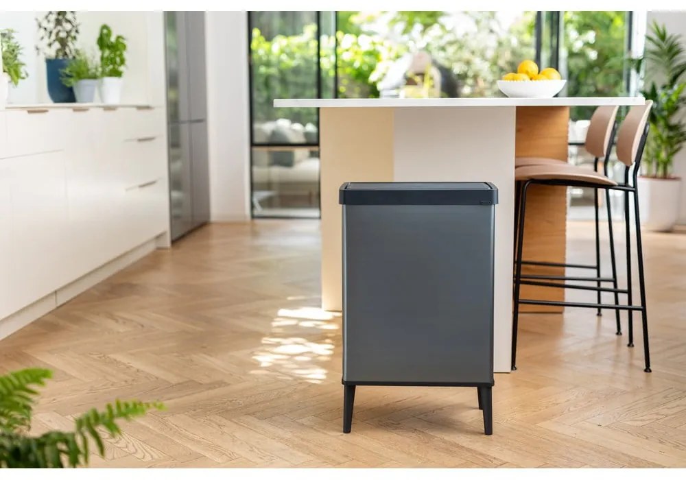 Sivý dotykový odpadkový kôš z recyklovaného plastu 54 l Verto High – Curver