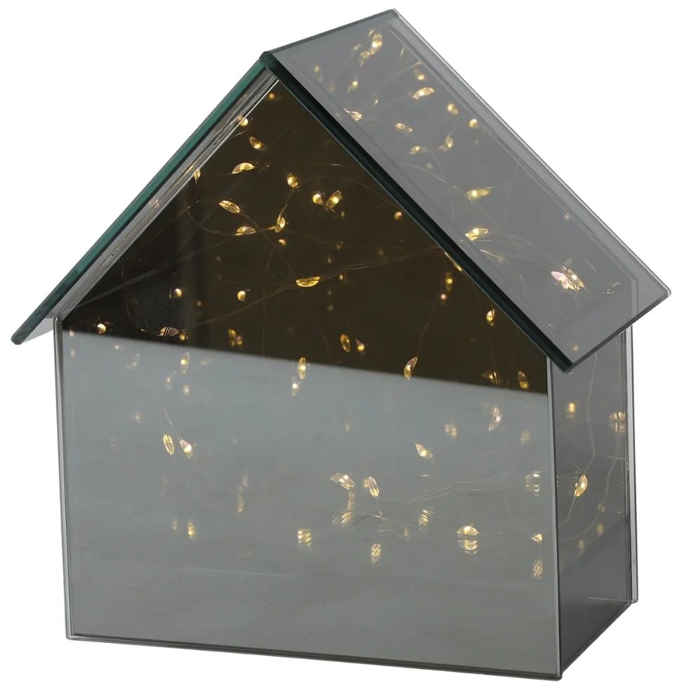 LED skleněný domeček ELITE, šedý - více velikostí Veľkosť: L