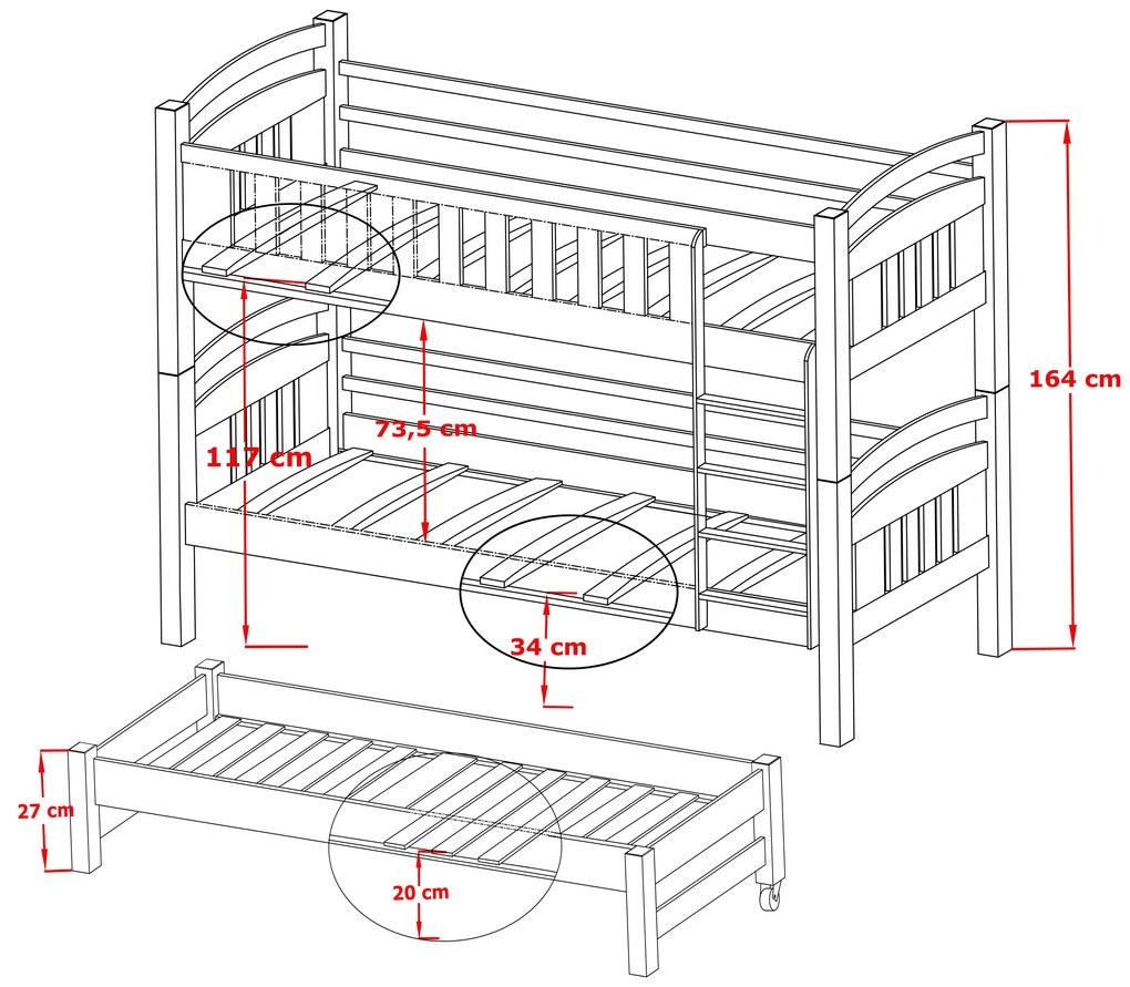 Detská posteľ 90 x 190 cm BLAIR (s roštom a úl. priestorom) (biela). Vlastná spoľahlivá doprava až k Vám domov. 1013249