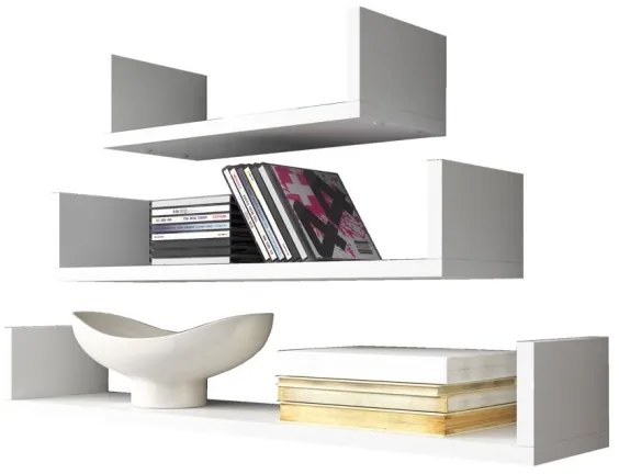 SADA 3x Nástenná polica TRIO biela