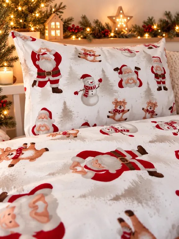 Detské vianočné obliečky do postieľky Santa Claus 90×130/45×65 cm