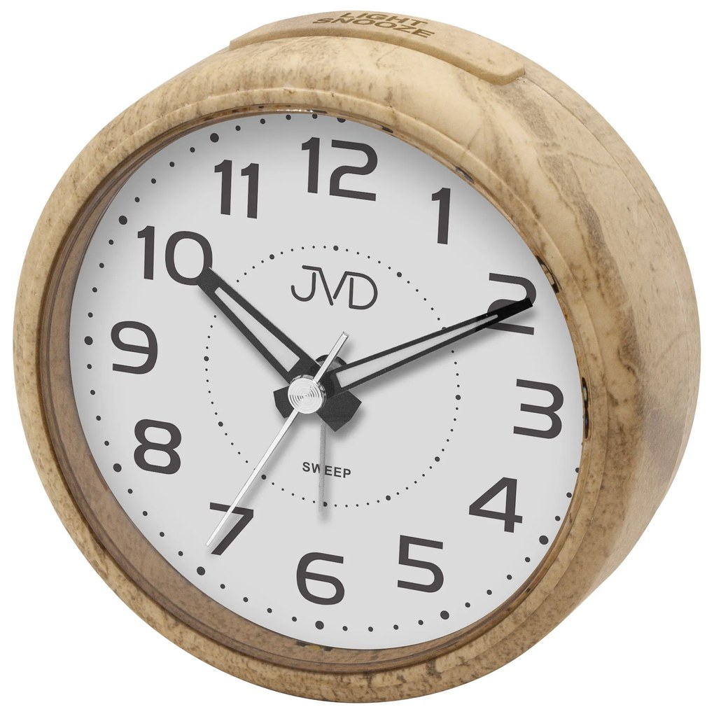 Budík JVD SRP006.3 – imitácia dreva, tichý chod sweep (10 cm)