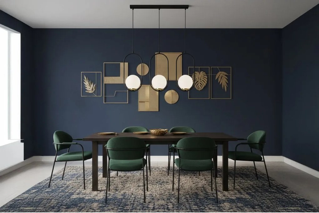 Závesné svietidlo Florence, 3x biele sklenené tienidlo, b/g, UI