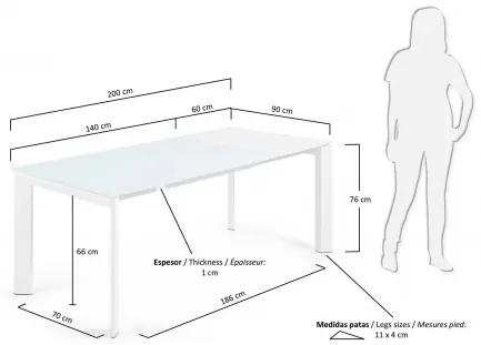 AXIS GLASS WHITE rozkladací jedálenský stôl 140 (200) cm