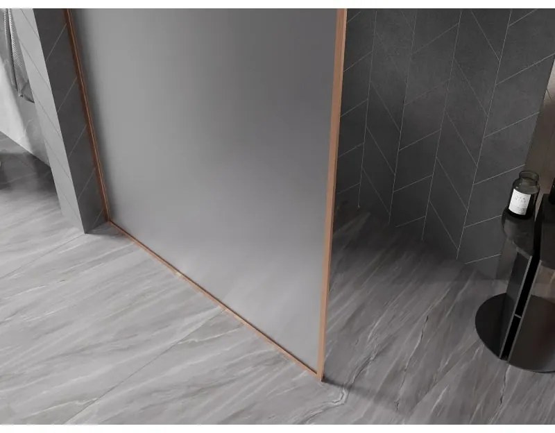 Mexen Kioto-F, sprchová zástena s rámom 140 x 202 cm, 8 mm mráz, profil medená matná, 800-140-104-65-30